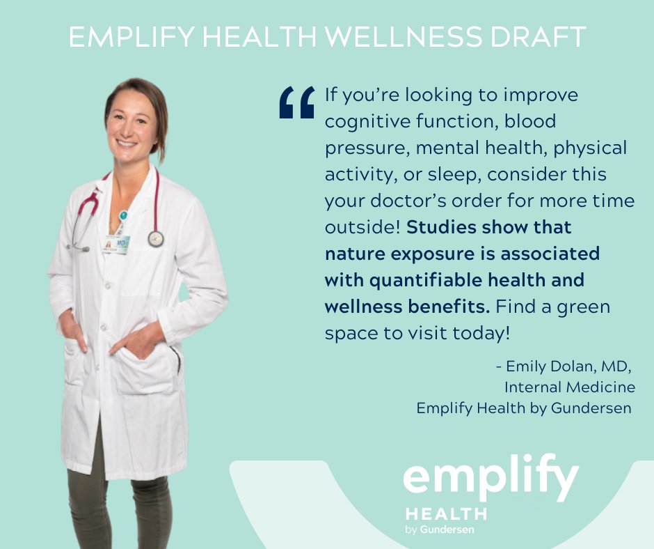 🌟Wellness Draft Pick of the Day🌟🏈 
"Step outside—it's a doctor's order!" says Dr. Emily Dolan. Nature's benefits are real: sharper mind, improved moods, stronger body. 

🌱 Time outdoors is a prescription worth filling! ❤️
ow.ly/sZ0Y50VxqnV
#EmplifyHealth #StayingHealthy