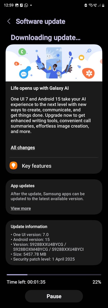 techfultech's tweet photo. Massive OFFICIAL one ui 7 update is finally here 🥳🥂

Best believe a video is coming soon!

UK S24 Ultra. Let me know if you have the one ui 7 update and you're from the UK.

#Oneui7 #s24Ultra https://t.co/M8XTLhEVBA
