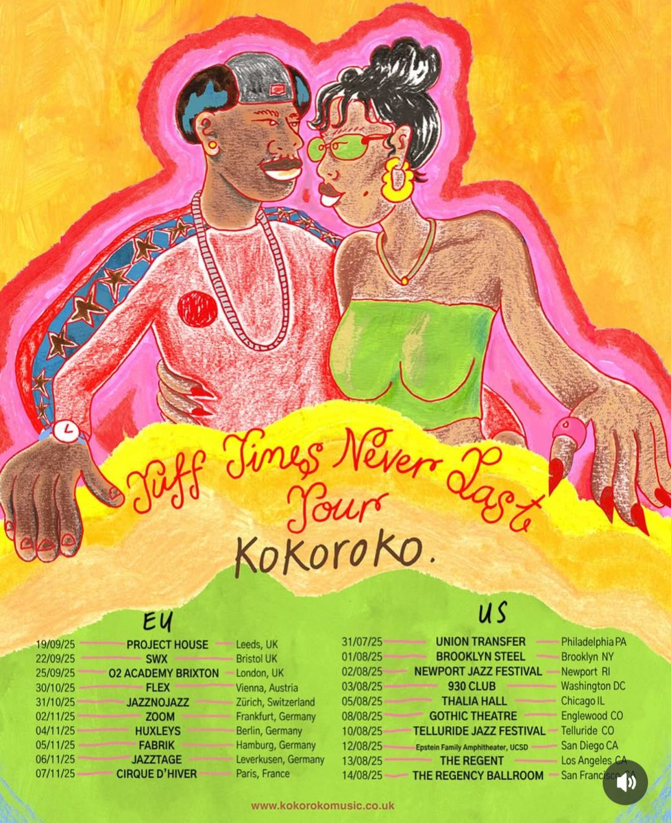Kokoroko have announced the release of their 2nd studio album entitled 'Tuff Times Never Last' and unveiled its first entree 'Sweetie' 
 To be released on July 11th via Brownswood Recordings!

They have also announced their upcoming tour! 

🎟️ Tickets 
kokorokomusic.co.uk