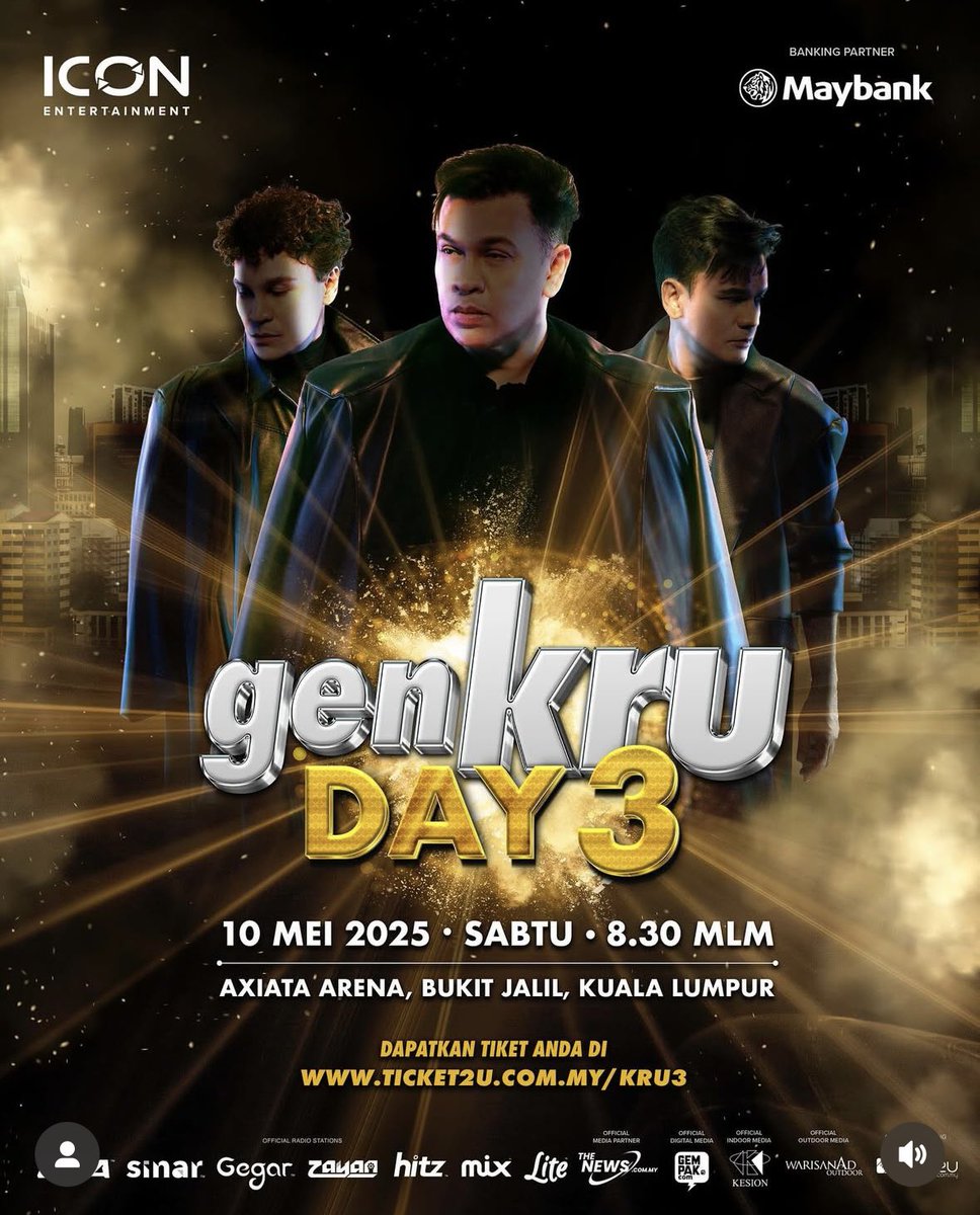 shookychie's tweet photo. WTS

GenKRU 
Day 3 - 10th May 2025

2x Ticket - Block 304 (side by side)

Original Price RM358 each
Selling at RM650 for both

Reason : Couldn’t make it 😢

DM me if interested
#genkru https://t.co/xJeHjxQ4YI