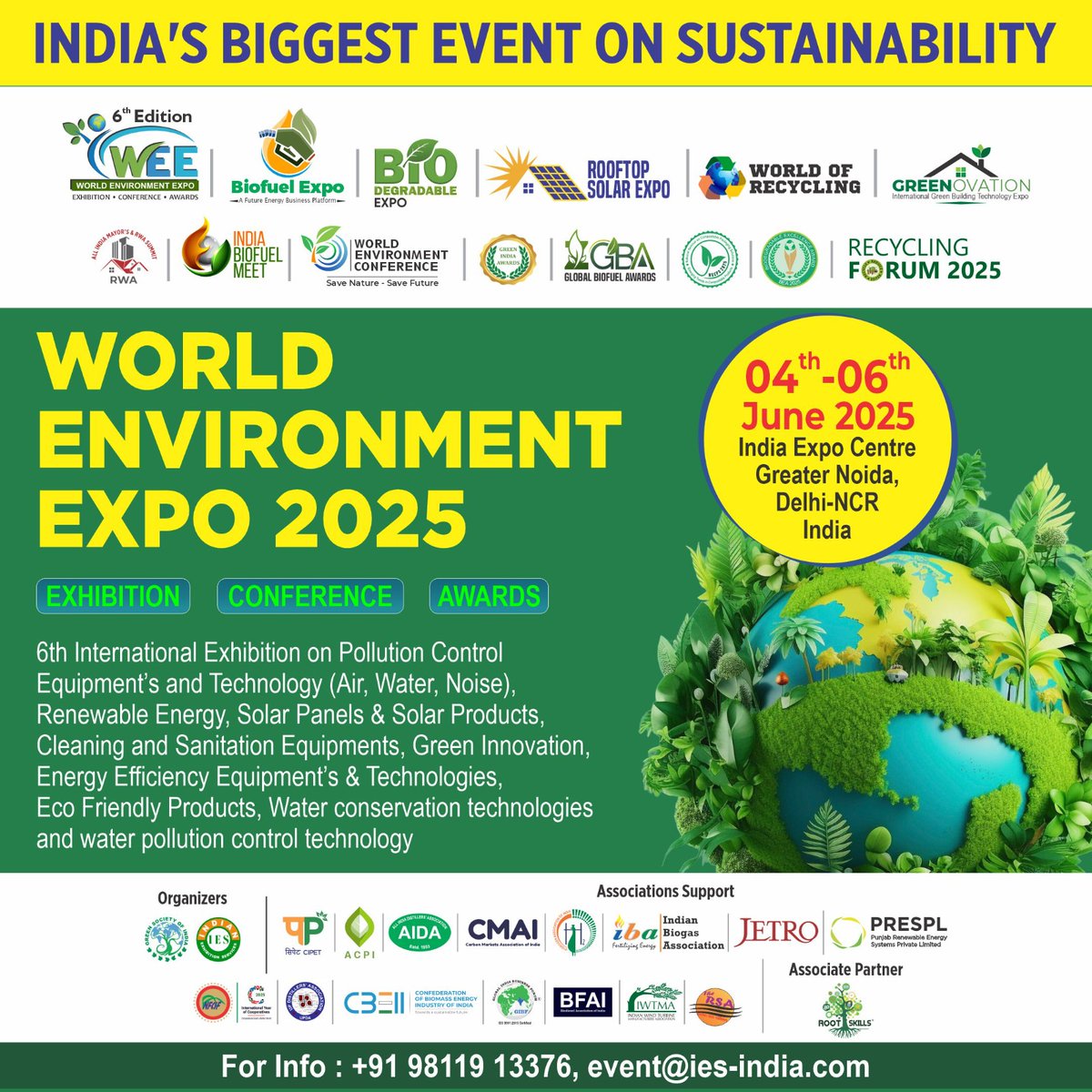 🌍 Join us at World Environment Expo 2025 – India’s biggest sustainability event!

♻️ Explore green tech, clean energy, recycling &amp; more!

🌐 worldenvironmentexpo.com

#WEE2025 #Sustainability #GreenTech #BiofuelExpo #BiodegradableExpo #Rooftopsolarexpo #Worldofrecycling #Expo2025