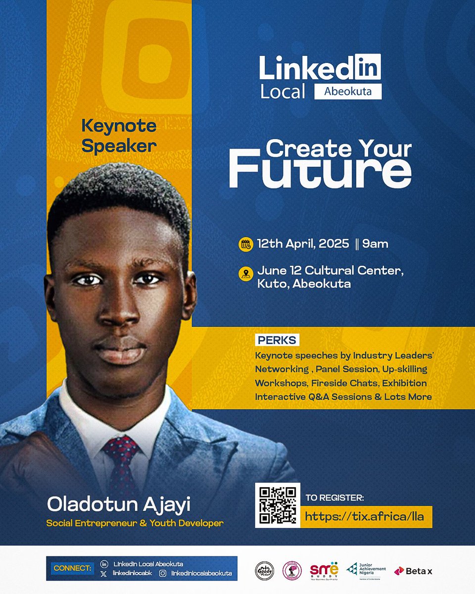 linkedinlocabk's tweet image. In his 2nd year, Oladotun Ajayi discovered LinkedIn—and it changed everything.

From facing unemployment to winning the Diana Award &amp;amp; LinkedIn Top Voice, he’s now helping students access global opportunities through @StudentsOnLI &amp;amp; #LinkedInLocalOgbomoso.

Register Now!