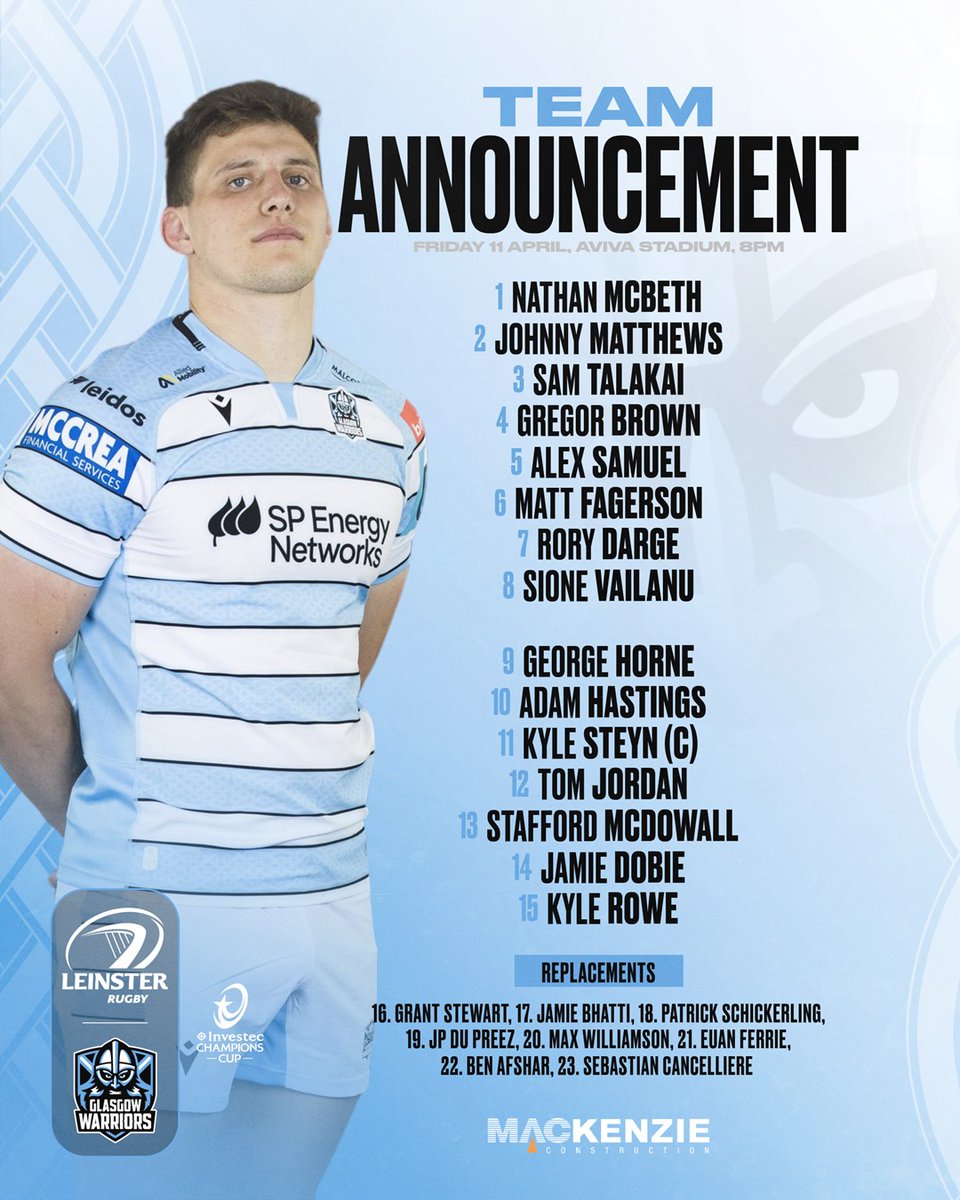 MovistarRugby's tweet photo. 📢 XV Iniciales ✍

🏆 CHAMPIONS CUP 24-25 (Cuartos de Final 1) 

🇮🇪 LEINSTER v GLASGOW WARRIORS 🏴󠁧󠁢󠁳󠁣󠁴󠁿
 
📅 11 abril 2025 (21.00h)

📺 Deportes 4 por M+ (dial 191) https://t.co/Ss2f0mLd7C