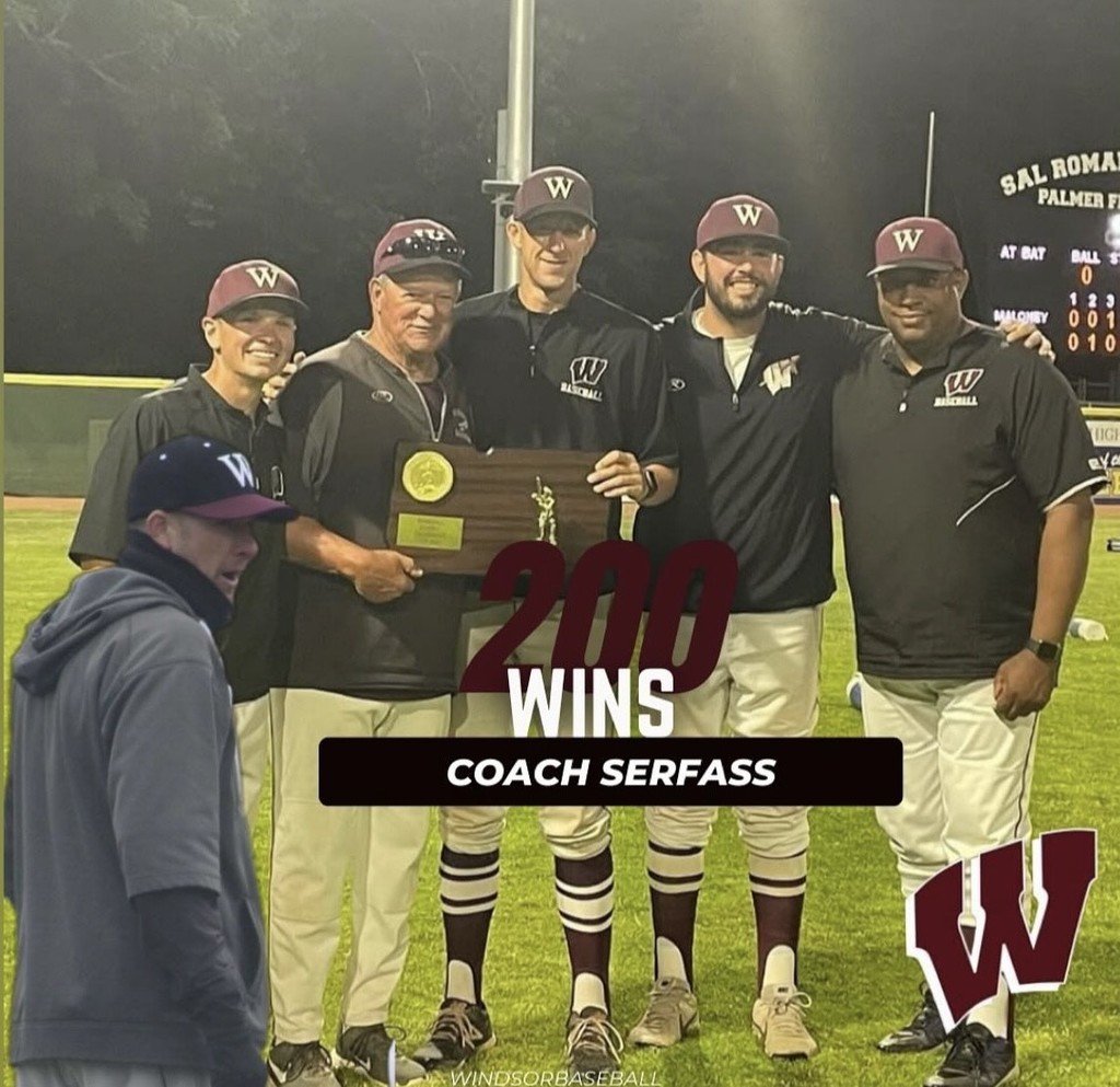 WHSathleticsCT's tweet photo. Congratulations to our very own Coach Joe Serfass on his 200th win as the Baseball Team beat Hall 5-0 yesterday! https://t.co/MVS3tNYxHr