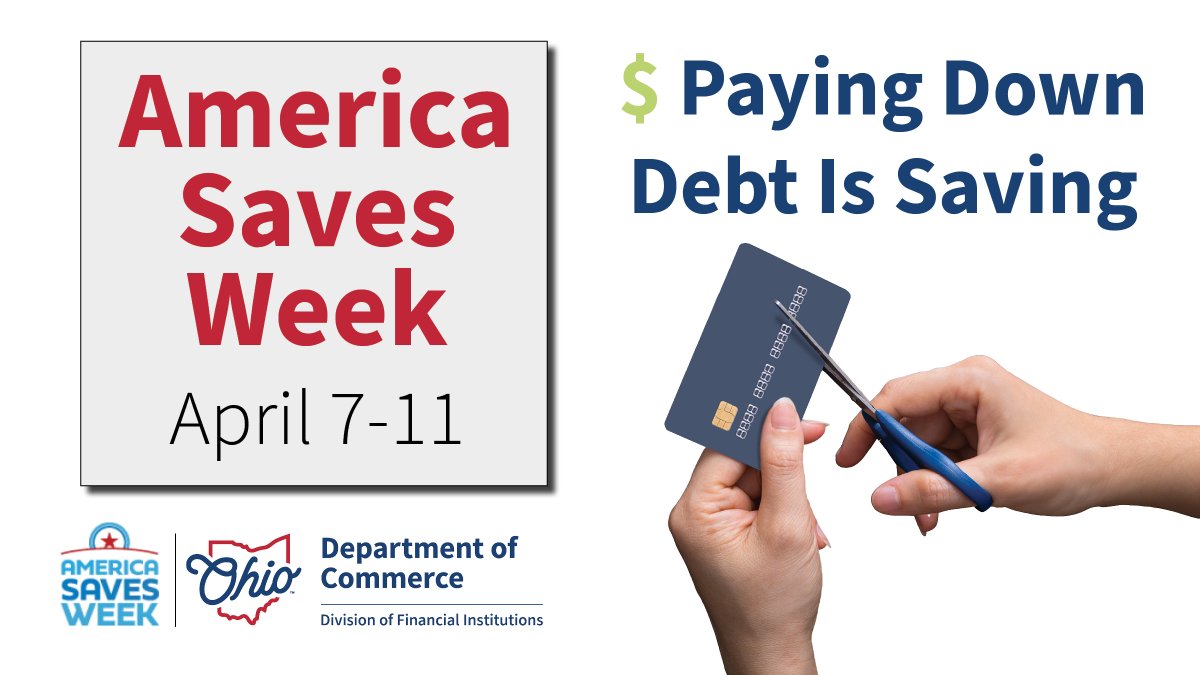 OhioDFI's tweet photo. Reducing debt is key to reaching your long-term savings goals! 💰 Pay bills on time, lower credit usage, and watch your financial health improve. Start small, stay consistent! #AmericanSavesWeek #DebtReduction https://t.co/aLJApCJkMu https://t.co/gTucMJqbnn