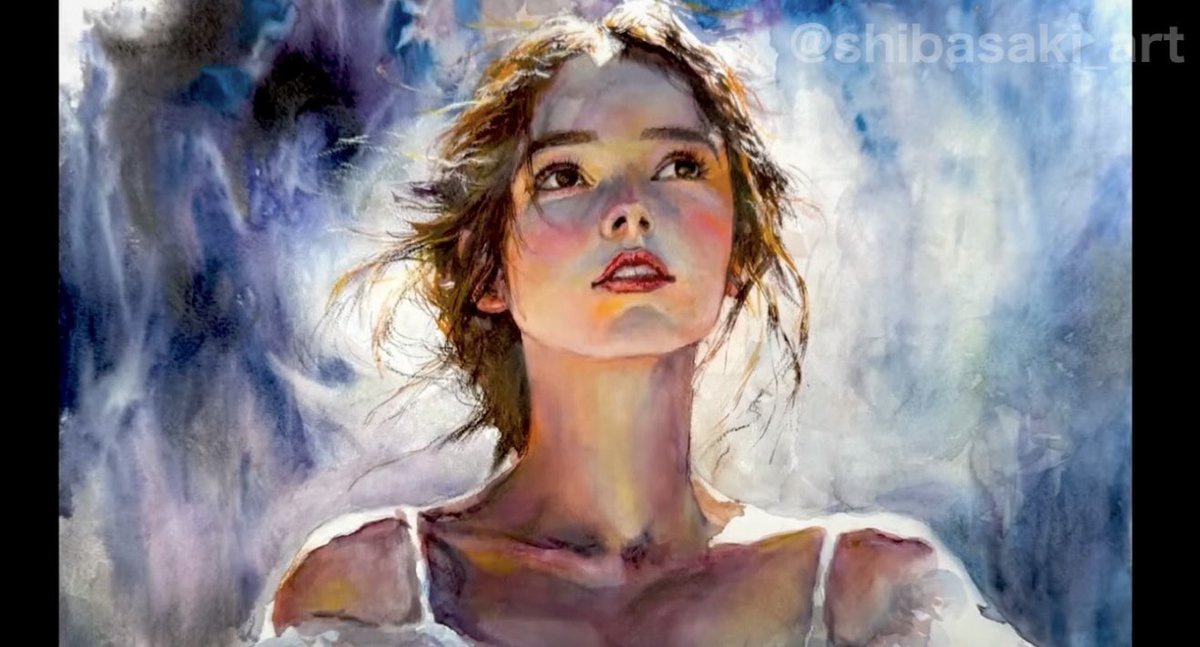水彩画 画家の肖像画の模写