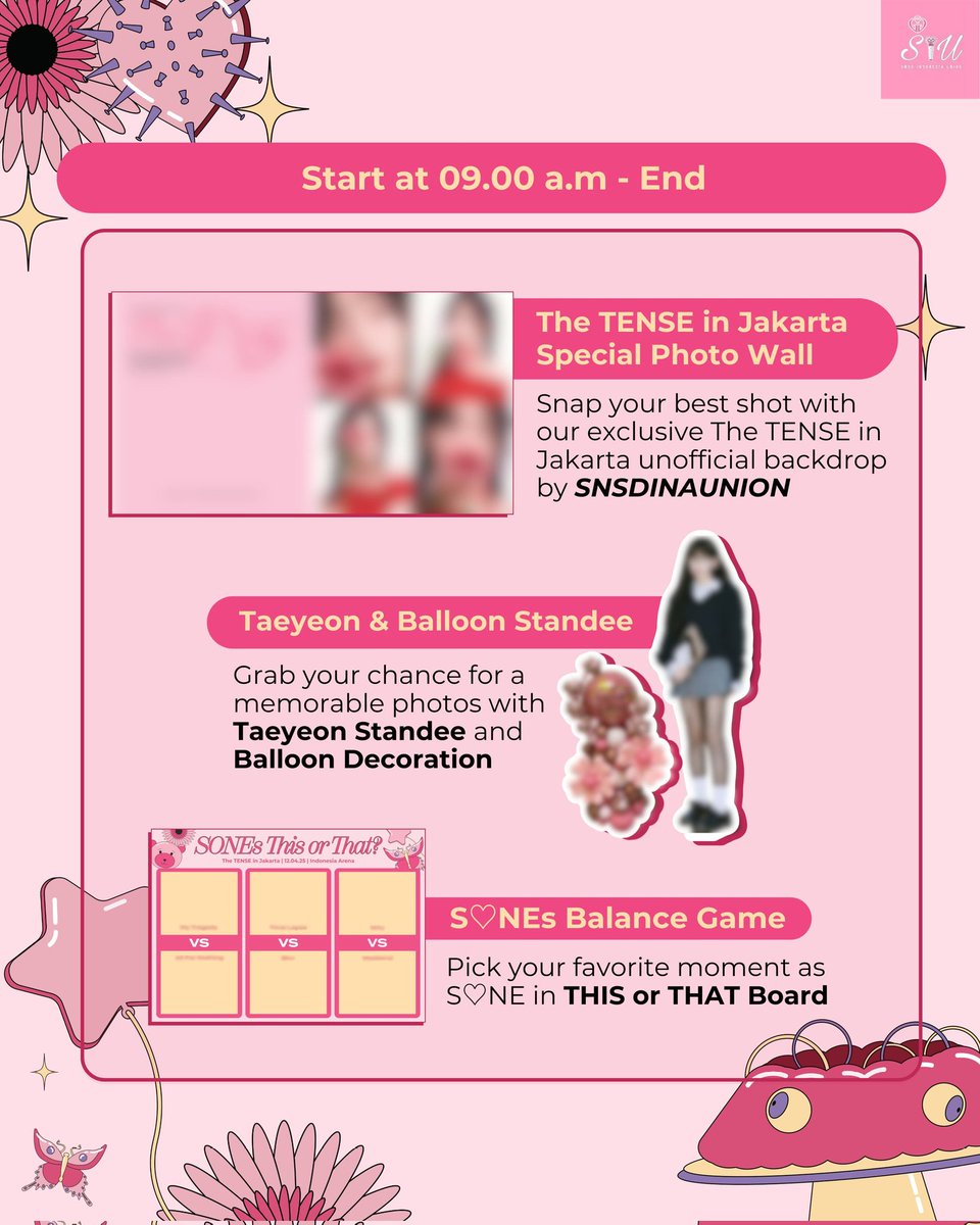 💜 SONEs CORNER AT TAEYEON CONCERT - THE TENSE IN JAKARTA 🩷

Fuel up your SONE spirit with refreshing drink and energy boost at our SONEs Corner event in Archery field, Gate 10, GBK!  

💜 Photo Corner &amp; Balance Game from 9 AM
💜 Coffee Truck &amp; Snack from 10 AM

*Show your The