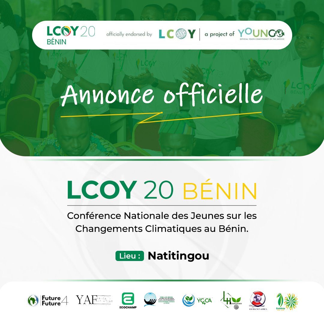 lcoybenin's tweet photo. C’est officiel ! La #LCOY20Benin posera ses valises à #Natitingou. Préparez vous pour une édition vibrante au cœur de l’ #Atacora.

#LCOYBenin #Youngo #RoadToCOP30 #COP30 #COY20 #EngagementClimatique #Adaptation #Youth4Climate #JeunessePourLeClimat #ActionClimatique #Team229 https://t.co/MpMKsg9a4R