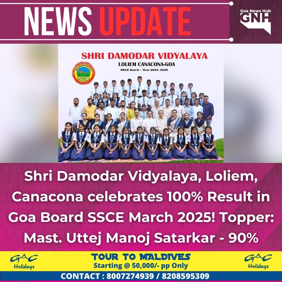 goanewshub's tweet photo. Shri Damodar Vidyalaya, Loliem, Canacona celebrates 100% Result in Goa Board SSCE March 2025! Topper: Mast. Uttej Manoj Satarkar - 90%
#GoaBoard #SSCE2025 #Education #Success https://t.co/17ZzTsZv72