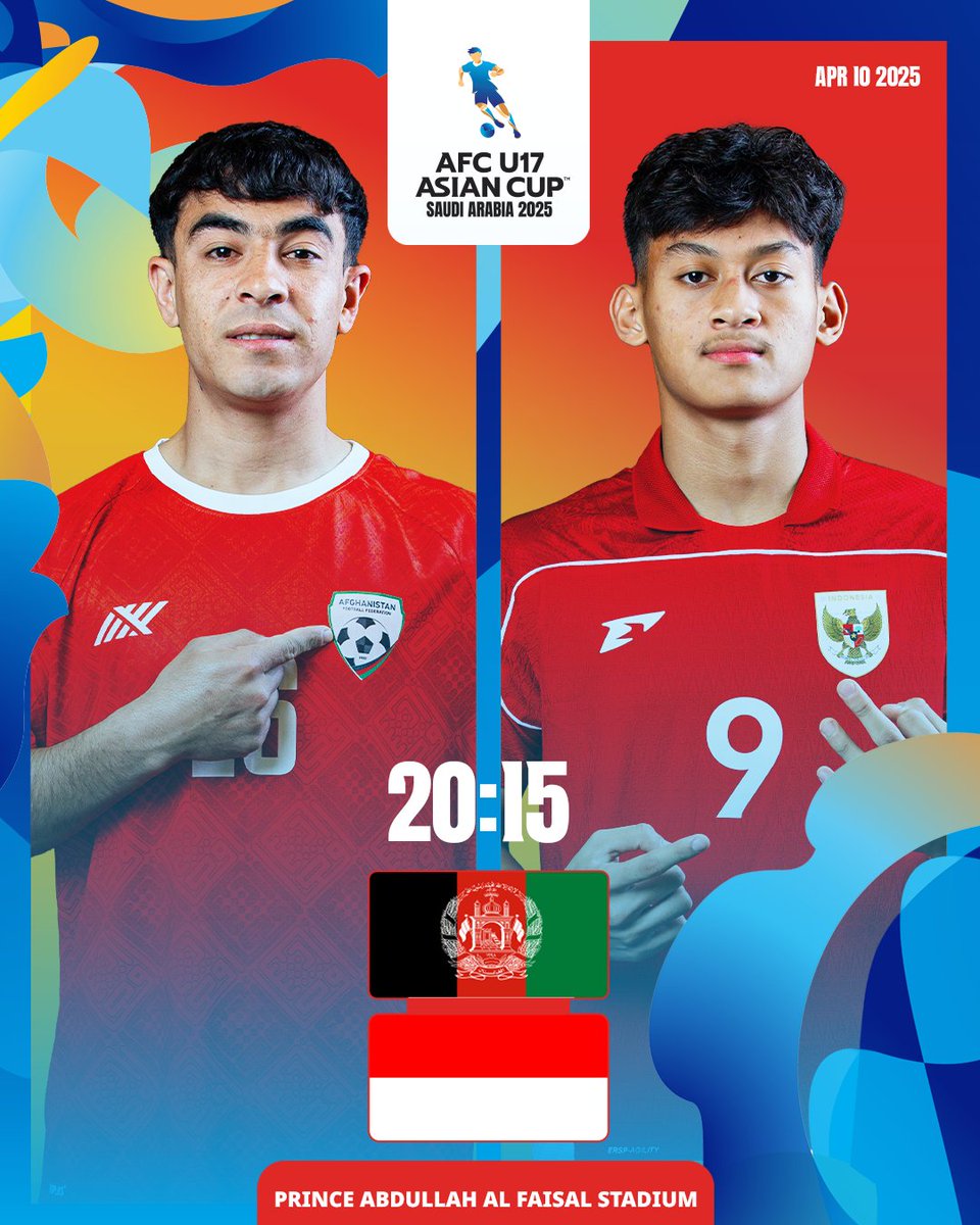 afcasiancup's tweet photo. ⚡️ 𝗠𝗔𝗧𝗖𝗛𝗗𝗔𝗬 ⚡️
🇦🇫 Afghanistan 🆚 Indonesia 🇮🇩
After securing victories against Korea Republic and Yemen to qualify for the #U17WC, Indonesia seek to maintain their perfect record ✅
#AFCU17 | #AFGvIDN https://t.co/gW1SjUHMvs