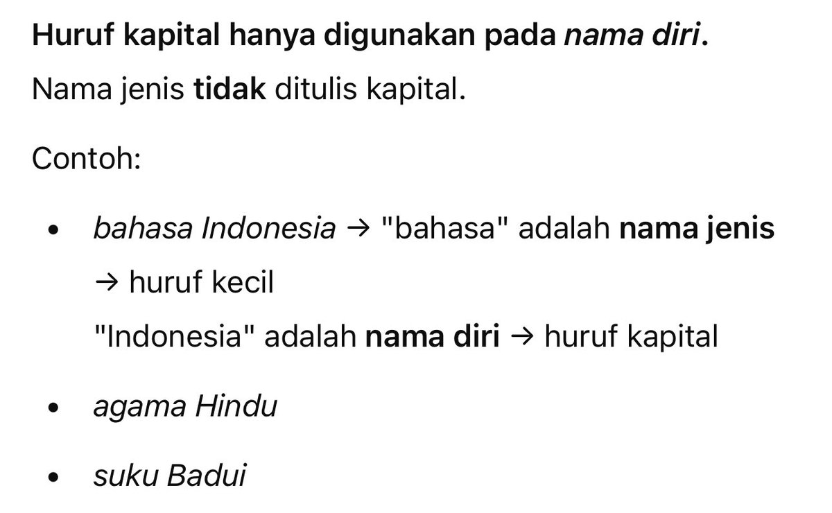 richie_ald's tweet photo. ➡️ Penulisan Huruf Kapital ✍️

—, Nama diri harus kapital, tapi nama jenis enggak! Biar gak keliru, coba pahami bedanya https://t.co/fKEe71DlxW