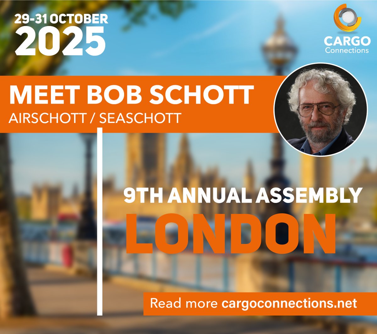 CargoRachel's tweet photo. Bob Schott of AIRSCHOTT / SEASCHOTT in the USA will be attending the exciting Cargo Connections 2025 Annual Assembly, taking place in London on 29-31 October.

We can't wait to welcome our delegates to our special event in London!

https://t.co/QGqVz236Wz

#cargoconnections https://t.co/Wegg98YLuy