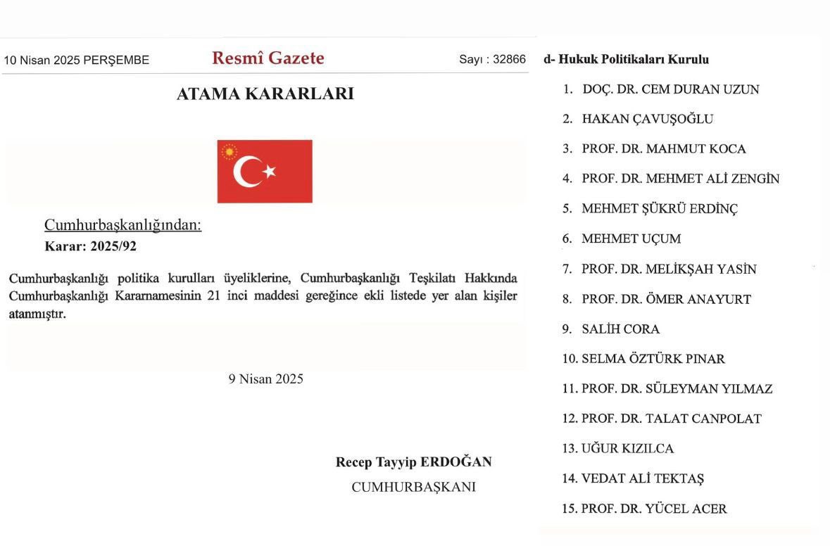 Cumhurbaşkanlığı Hukuk Politikaları Kurulu üyeliği gibi onurlu bir göreve bizleri layık gören, her daim yolumuzu açan, güveni ve desteğiyle bizleri onurlandıran Sayın Cumhurbaşkanımız Recep Tayyip Erdoğan’a en kalbi şükranlarımı sunuyorum.

Sayın Cumhurbaşkanımızın liderliğinde
