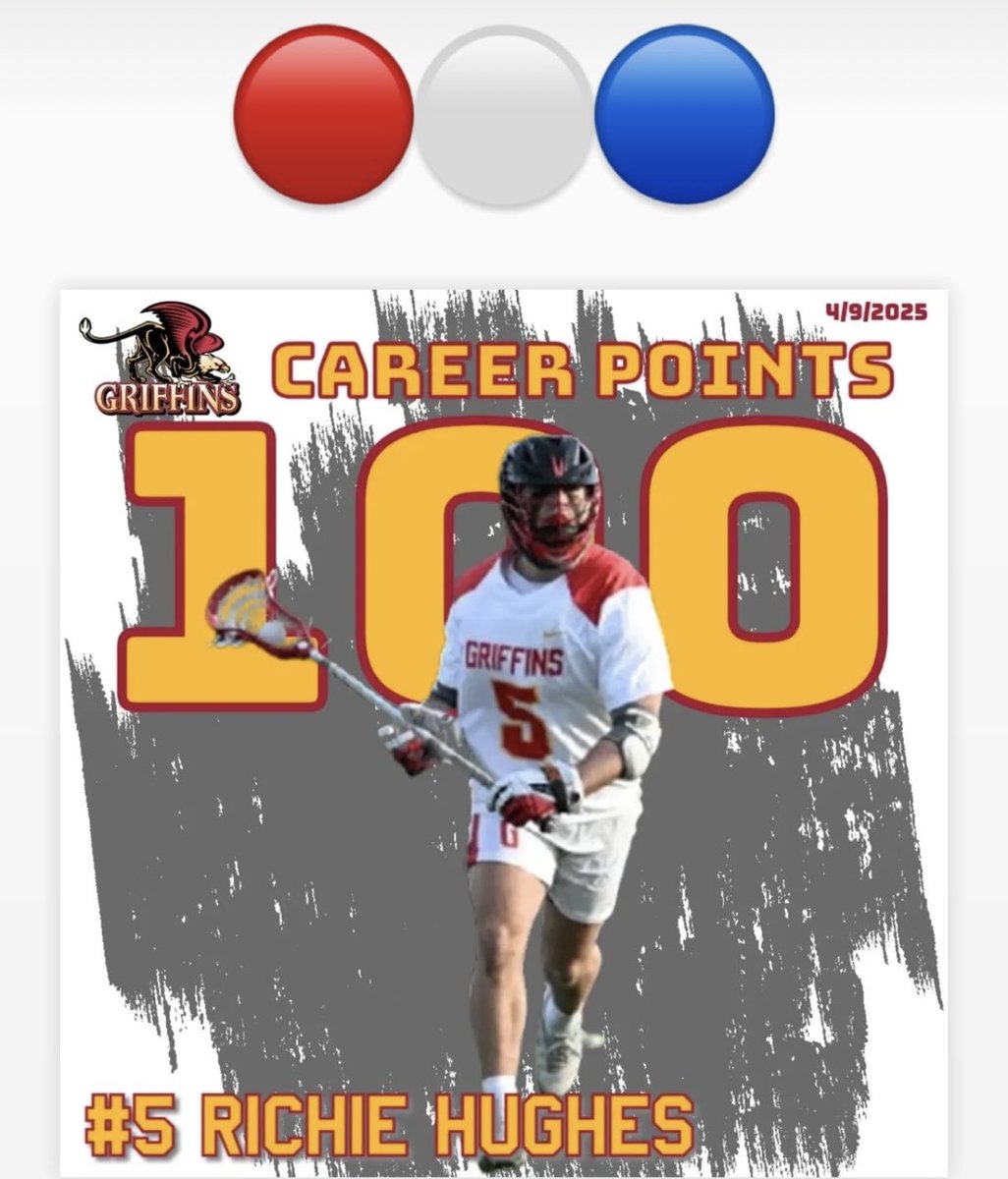 Congratulations to ⁦<a href="/wthsblax/">Twp. Boys' Lacrosse</a>⁩ Alum Richie Hughes on 100 career points at Gwynedd Mercy University 🥍