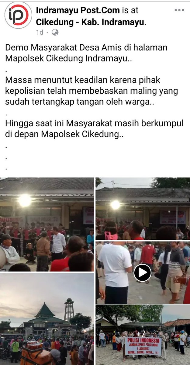 <a href="/kegblgnunfaedh/">Kegoblogan.Unfaedah</a> Ada nih yg lebih wadidaw.

Warga : "ini pak sy serahkan malingnya"
Polisi : "oke saya bebaskan dulu malingnya karena kalian belum bikin laporan."

Warga kesel ngeliat malingnya bebas.
Kantor polsek cikedung, indramayu langsung diserbu warga 🤣
