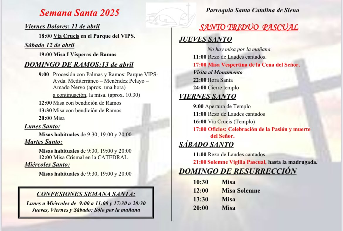 deSiena's tweet photo. Horarios Semana Santa 2025 https://t.co/eL7gKqAQUr
