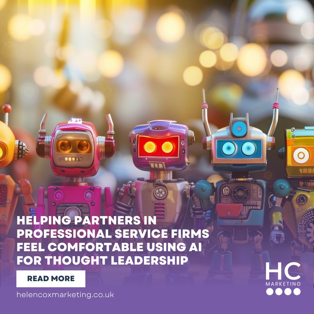 #ProfessionalService firms hesitate to use #AI for #ContentCreation. But used strategically AI can enhance efficiency and keep expert insights at the forefront.

Here’s how to use AI without losing credibility 👇 helencoxmarketing.co.uk/helping-partne…

#ThoughtLeadership