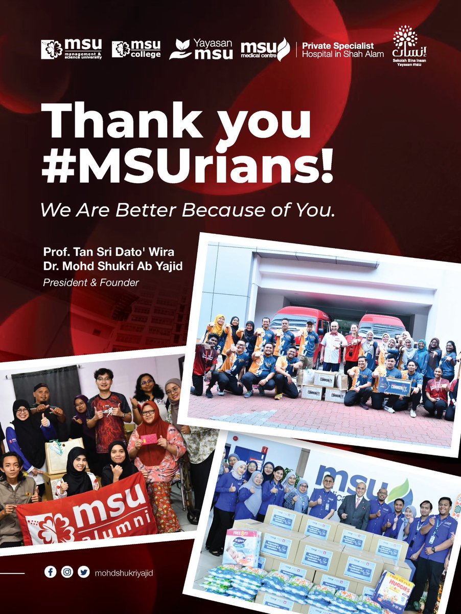 Mohd Shukri Ab Yajid (@mohdshukriyajid) on Twitter photo My appreciation to all #MSUrians & volunteers throughout @MSUMalaysia Community Project Week 2025. Your commitment and generosity reflect the essence of our 2G culture — Giving and Grateful. Keep making a difference! <a href="/MSUscd/">MSU Student Success</a> <a href="/MSUmalaysia/">🌺 MSU Malaysia</a>Alum <a href="/msumcmalaysia/">MSU Medical Centre</a> <a href="/sbiyayasanmsu/">SBI_YayasanMSU</a> My appreciation to all #MSUrians & volunteers throughout @MSUMalaysia Community Project Week 2025. Your commitment and generosity reflect the essence of our 2G culture — Giving and Grateful. Keep making a difference! <a href="/MSUscd/">MSU Student Success</a> <a href="/MSUmalaysia/">🌺 MSU Malaysia</a>Alum <a href="/msumcmalaysia/">MSU Medical Centre</a> <a href="/sbiyayasanmsu/">SBI_YayasanMSU</a>