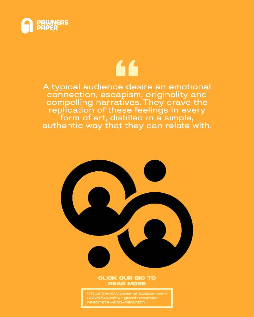 pawnerspapermag's tweet image. Imagination, creativity and complexity?

Why good stories resonates and bad stories fall flat 
#pawnerpaper
#creativedreams 
#creativity