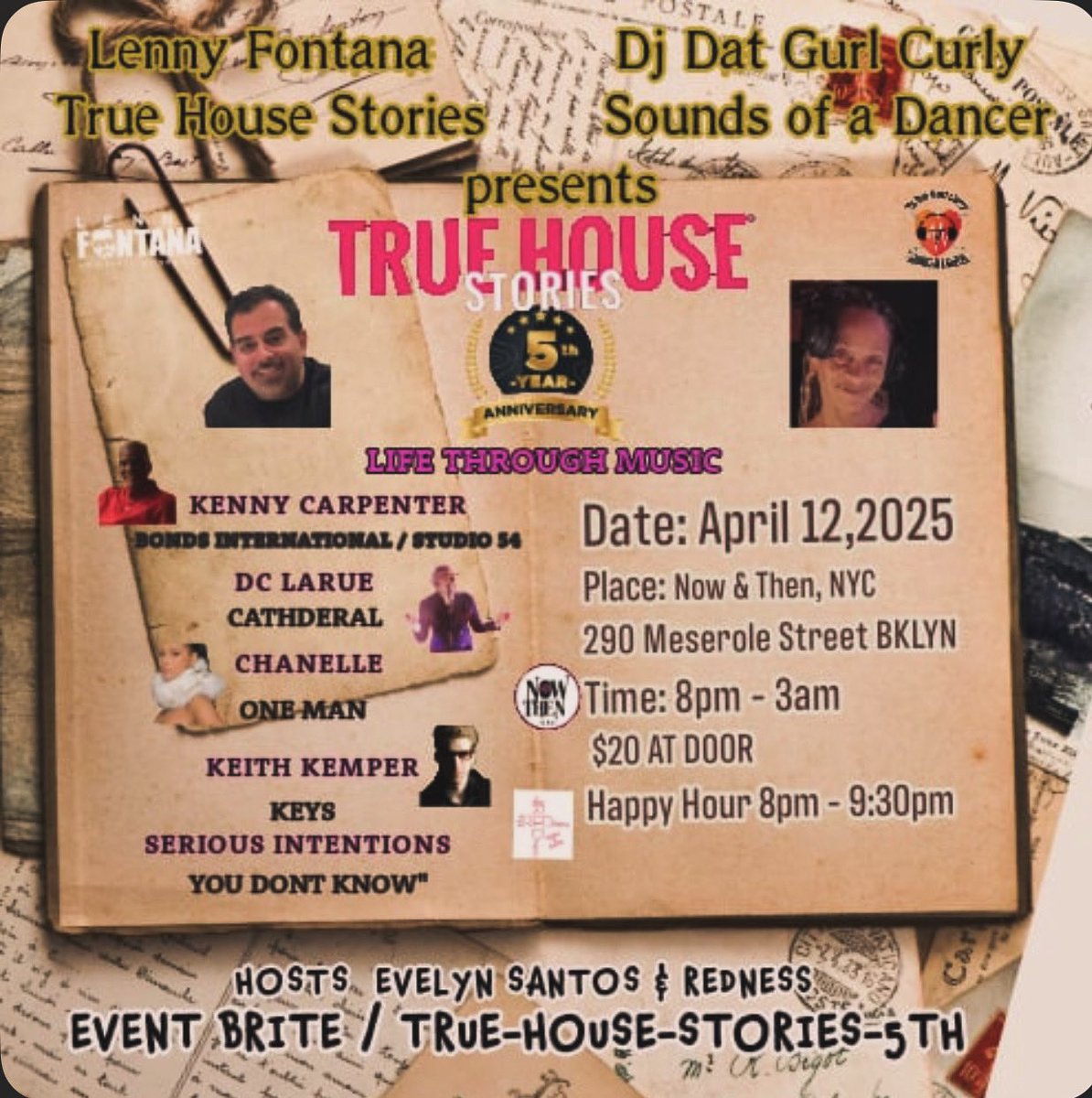 Lenny Fontana (@lennyfontana) on Twitter photo This Saturday April 12 <a href="/nowandthennyc/">Now & Then NYC</a> doors open 8pm for <a href="/TrueHouseStorie/">True House Stories®</a> 5th Anniversary with a stellar lineup! Come join us for the celebration #chanelle #anthonymalloy #dclarue #kennycarpenter #datgurlcurly This Saturday April 12 <a href="/nowandthennyc/">Now & Then NYC</a> doors open 8pm for <a href="/TrueHouseStorie/">True House Stories®</a> 5th Anniversary with a stellar lineup! Come join us for the celebration #chanelle #anthonymalloy #dclarue #kennycarpenter #datgurlcurly
