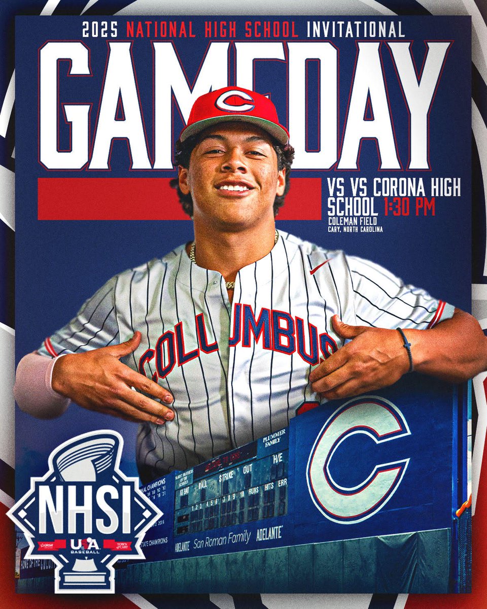 GAMEDAY 🔴⚾️🔵
The Explorers are back at it today in Cary, NC at the USA Baseball National High School Invitational.
🎯 Columbus vs. Corona High School
📍 Coleman Field
🕜 Today at 1:30 PM
🏆 NHSI – Round 2
Let’s get to work. #CPride #Adelante