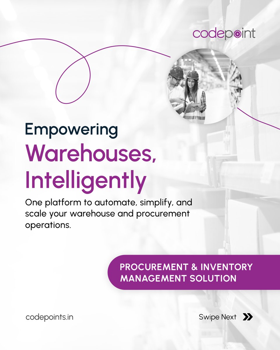 Codepoint_Sfw's tweet image. Tired of warehouse chaos? Meet control, clarity, and cost-efficiency.
#CODEPOINT presents a unified platform to automate, simplify, and scale your warehouse and procurement operations—designed for businesses that are ready to move smarter.
codepoints.in
  +91 9207955522