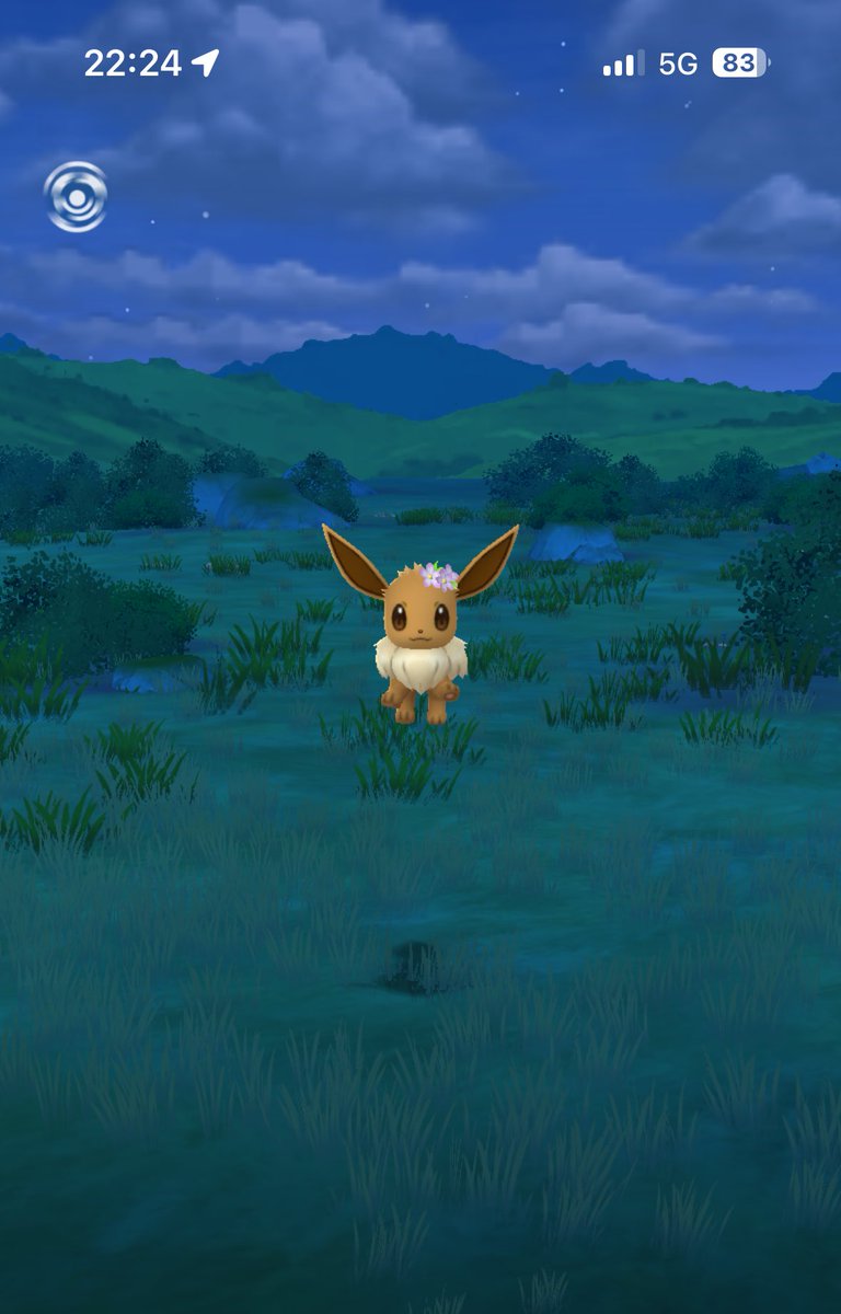 Tiny flower crown Eevee is adorable. #PokemonGo