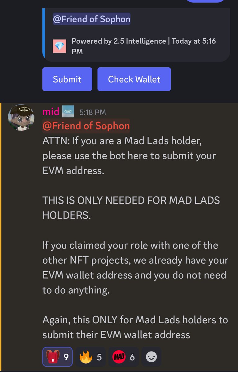 TAhmed93's tweet photo. Alpha alert!
Attention @MadLads holders. 🚨 

Submit your EVM wallet in @sophon discord!!
If you have 'Friends of Sophon' role can submit their wallets now.

WAO
All the roads lead to Sophon 🔥 https://t.co/l5JJf5LydV