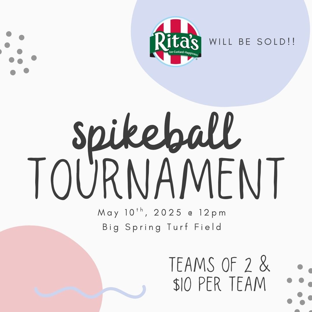 Sign up for the spike ball tournament!!! Form closes May 2nd - use the link below or in our bio!! Rita's will be sold as well! docs.google.com/forms/d/e/1FAI…