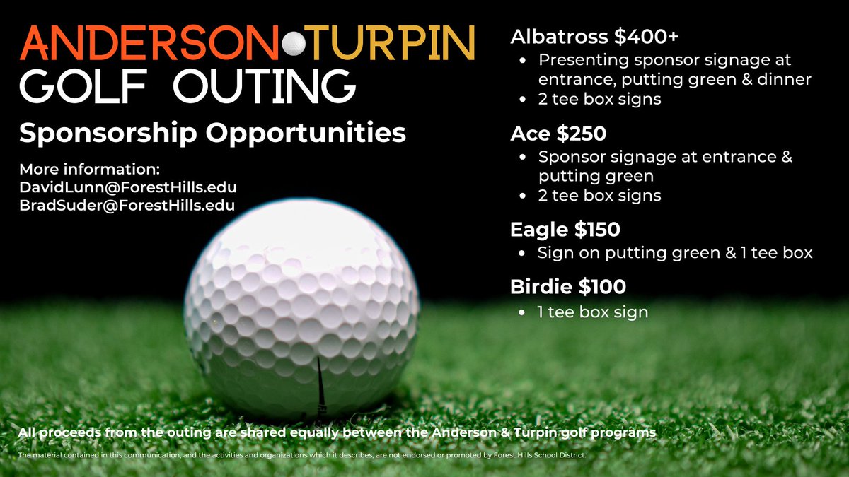Do you own a business?  This is a great way to advertise to customers who live in Anderson Township and the surrounding communities.  We would love to have you be a part of our outing that has sold out the last 10 years in a row.