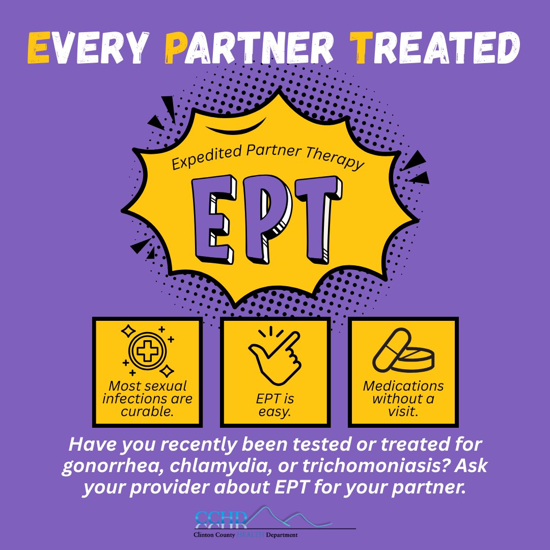 #ExpeditedPartnerTherapy (#EPT) can be used when someone is diagnosed with #Chlamydia or #Gonorrhea. They are provided prescriptions or medications to take to their partner without a separate visit to a health care provider.