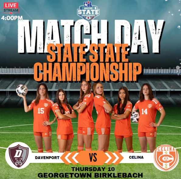 Texas UIL SPORTS (@texasuil_sport) on Twitter photo ⚽️🏆 STATE CHAMPIONSHIP
Celina vs Davenport
📺Livestream: bit.ly/4iOujG9
🗓 | Thursday 10
🕖| 4p.
<a href="/CelinaSoccer/">Celina Lady Bobcats Soccer</a> <a href="/RecruitCelinaFB/">Celina Bobcat Football Recruiting</a> <a href="/ry_stifflemire/">Ryleigh</a> <a href="/hhannah_10/">Hannah</a> <a href="/OlyaHuffaker/">Olya Huffaker19</a> <a href="/1GracePritchard/">Grace Pritchard</a> <a href="/HuffakerNathan/">Nathan Huffaker</a> <a href="/cisbfit1/">Cissy Lee McMillan</a> <a href="/CBobcatSoccer/">Celina Men's Soccer</a> <a href="/nick_ham5/">nicky2phones</a> <a href="/Sammy_Quiroz21/">Sammy Quiroz</a> ⚽️🏆 STATE CHAMPIONSHIP
Celina vs Davenport
📺Livestream: bit.ly/4iOujG9
🗓 | Thursday 10
🕖| 4p.
<a href="/CelinaSoccer/">Celina Lady Bobcats Soccer</a> <a href="/RecruitCelinaFB/">Celina Bobcat Football Recruiting</a> <a href="/ry_stifflemire/">Ryleigh</a> <a href="/hhannah_10/">Hannah</a> <a href="/OlyaHuffaker/">Olya Huffaker19</a> <a href="/1GracePritchard/">Grace Pritchard</a> <a href="/HuffakerNathan/">Nathan Huffaker</a> <a href="/cisbfit1/">Cissy Lee McMillan</a> <a href="/CBobcatSoccer/">Celina Men's Soccer</a> <a href="/nick_ham5/">nicky2phones</a> <a href="/Sammy_Quiroz21/">Sammy Quiroz</a>