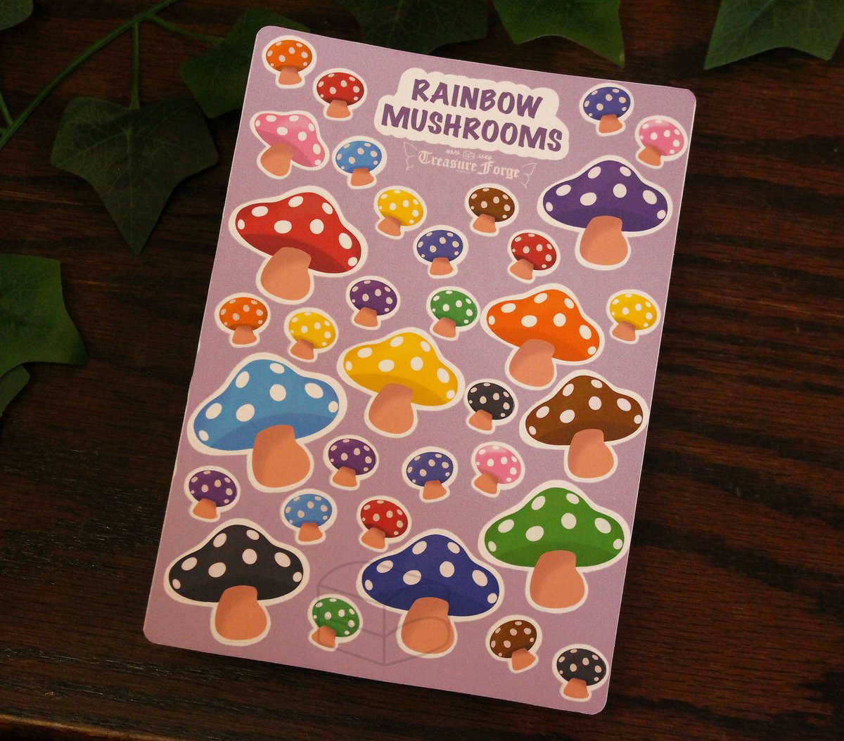 TreasureForgeSt's tweet photo. Two more rainbow-themed Sticker sheets are out now! Get our Watercolour Rainbow Dice and Rainbow Mushroom sticker sheets on our shop now :D https://t.co/xyLZBasWp0