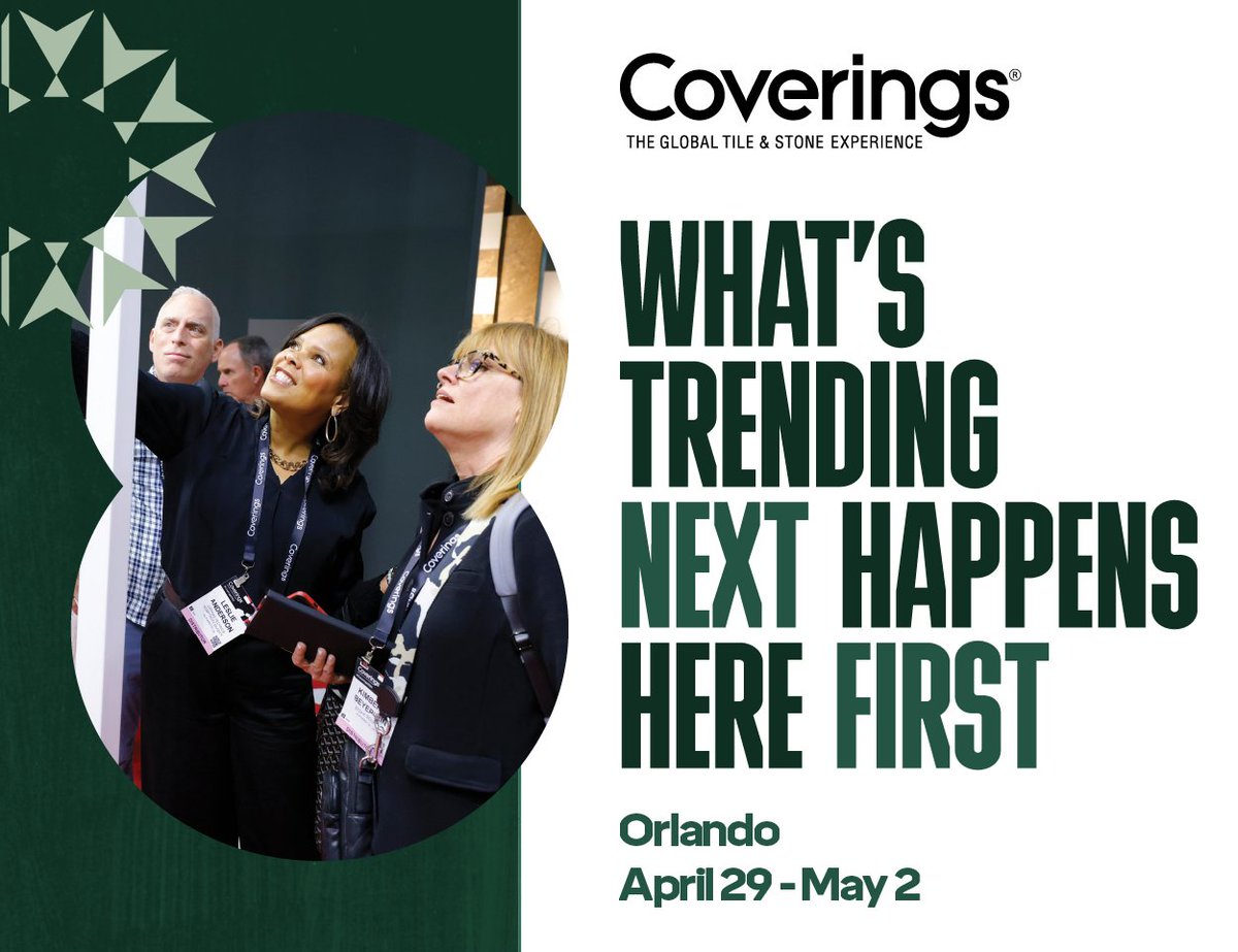 Are you registered for @CoveringsShow yet?  
9 miles of world-class tile and stone exhibits return to Orlando April 29–May 2! Don’t miss this opportunity to stay ahead of trends, source top-tier materials, and grow your network. 
•
Register today: hubs.la/Q03gwmqP0
