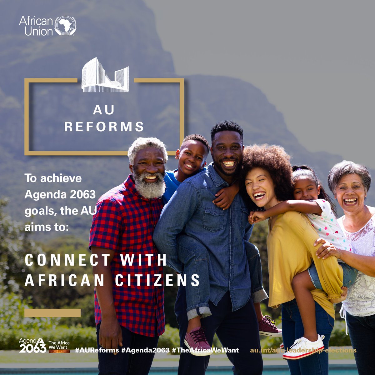 _AfricanUnion's tweet photo. The #AUReforms require the #AfricanUnion to Connect with Citizens through
-Provision of continentwide Public Goods &amp; Services
-Enhancing the role of Youth &amp; Women
-Promoting Private Sector Participation
-The #AfricanPassport
-#AfricanYouthCorps
#Agenda2063 #TheAfricaWeWant https://t.co/ey1JE3qX0e