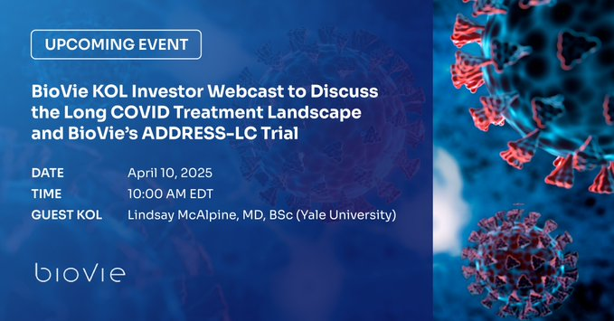 TODAY @ 9:40a EST Join us for a great discussion on "Long COVID &amp; the Brain" and BioVie's ADDRESS-LC Clinical Trial!
<a href="/BioVie_Pharma/">BioVie Inc</a> #LongCOVID