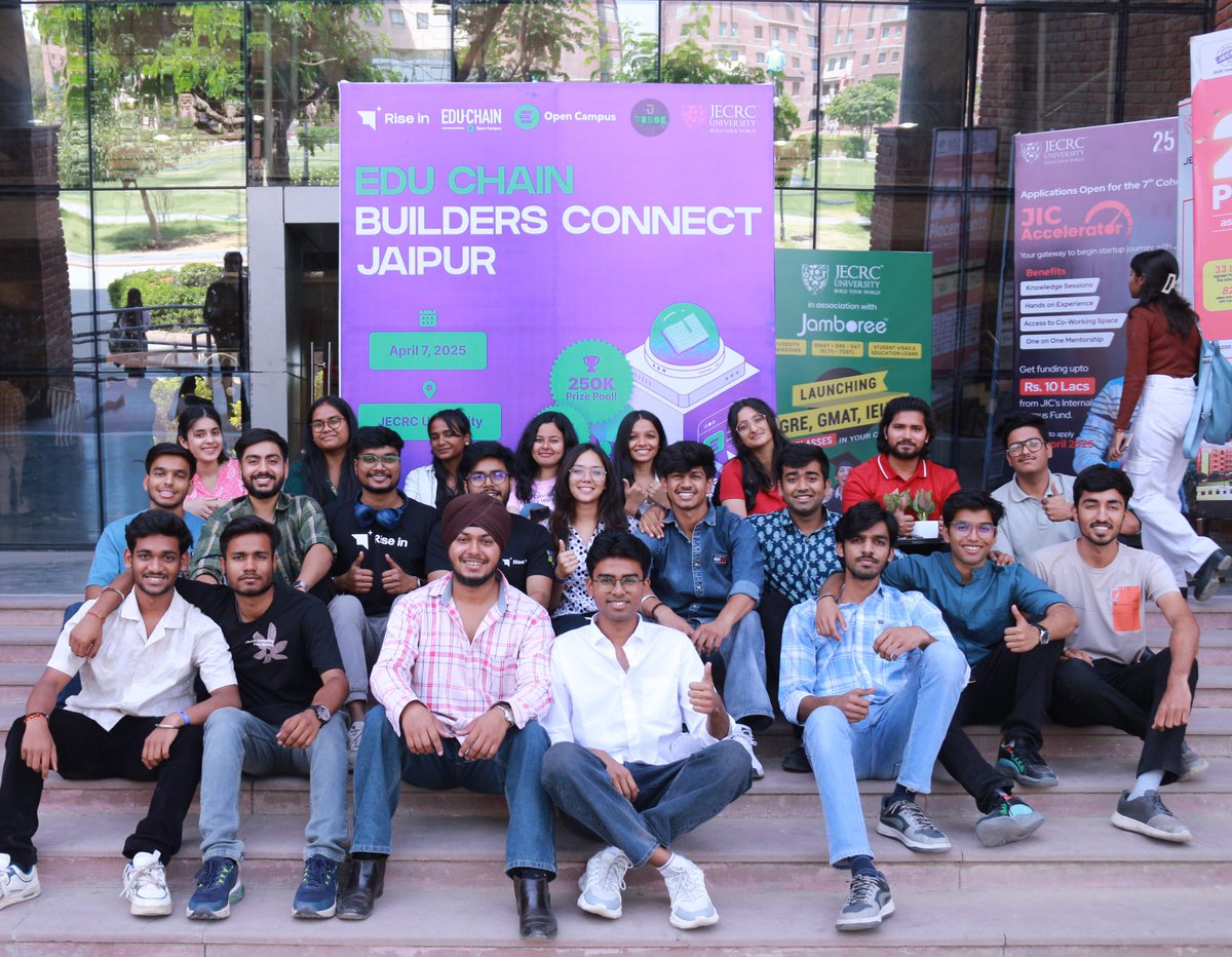 Juverse0's tweet photo. To the #Team โ you all crushed it!
From brainstorming to execution, your energy and effort made it all possible.
Hereโs to the brains behind @educhain_xyz X @Juverse0. Swipe to meet the makers!
#Teamwork #EDUChainXJUVerse #JUVerse #JECRCUniversity https://t.co/NuqcY7ArLd