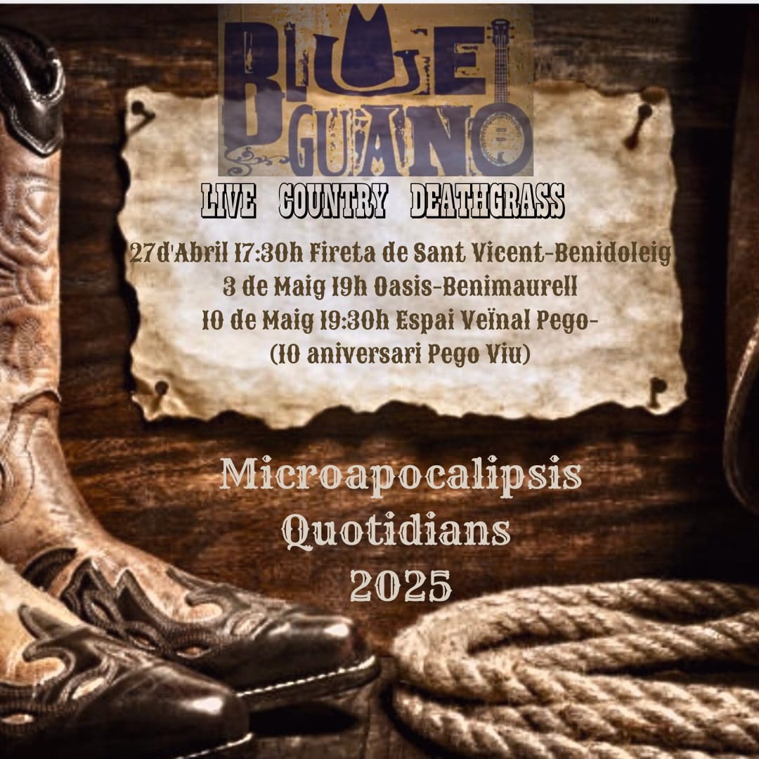 blue_guano's tweet photo. Arriba la primavera i arriba el moment de tornar  als escenaris per a fer-vos ballar amb noves cançons i amb les que ja coneixeu. Microapocalipsis quotidians 2025. Bang, bang!!! Prepareu les botes per a ballar!!! https://t.co/wfDQAKpbXU