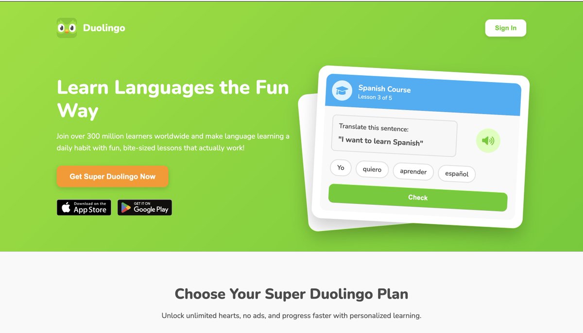 VaibhavSurge's tweet image. I built a landing page for Duolingo using SurgeGrowth, which took less than two minutes to complete. It looks real, as if someone at Duolingo has designed it.   

AI is killing it, and I fear it might soon take away many jobs.

#AI #vibecoding