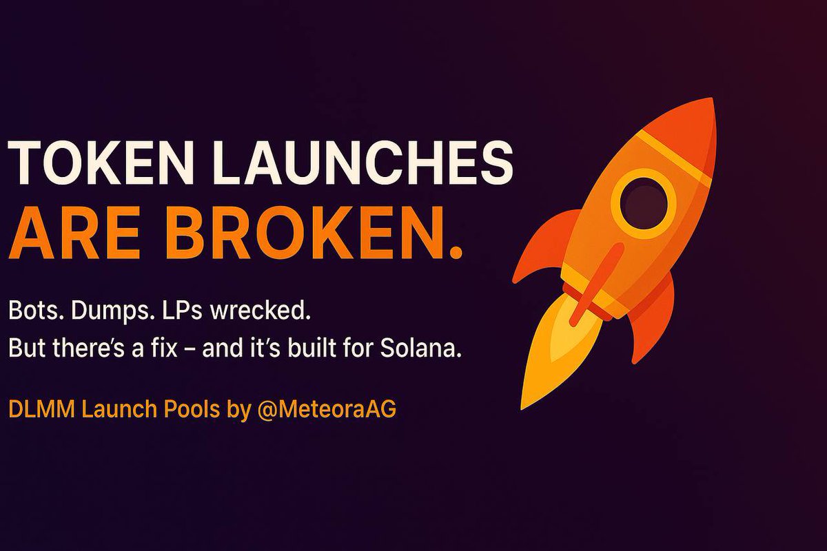 Most token launches feel like chaos:
 - Bots front-run
 - Prices dump fast
 - LPs get wrecked
 But what if launch liquidity was custom, dynamic &amp; stable from Day 1?  Let’s break down how <a href="/MeteoraAG/">Meteora</a>’s DLMM Launch Pools solve this.
