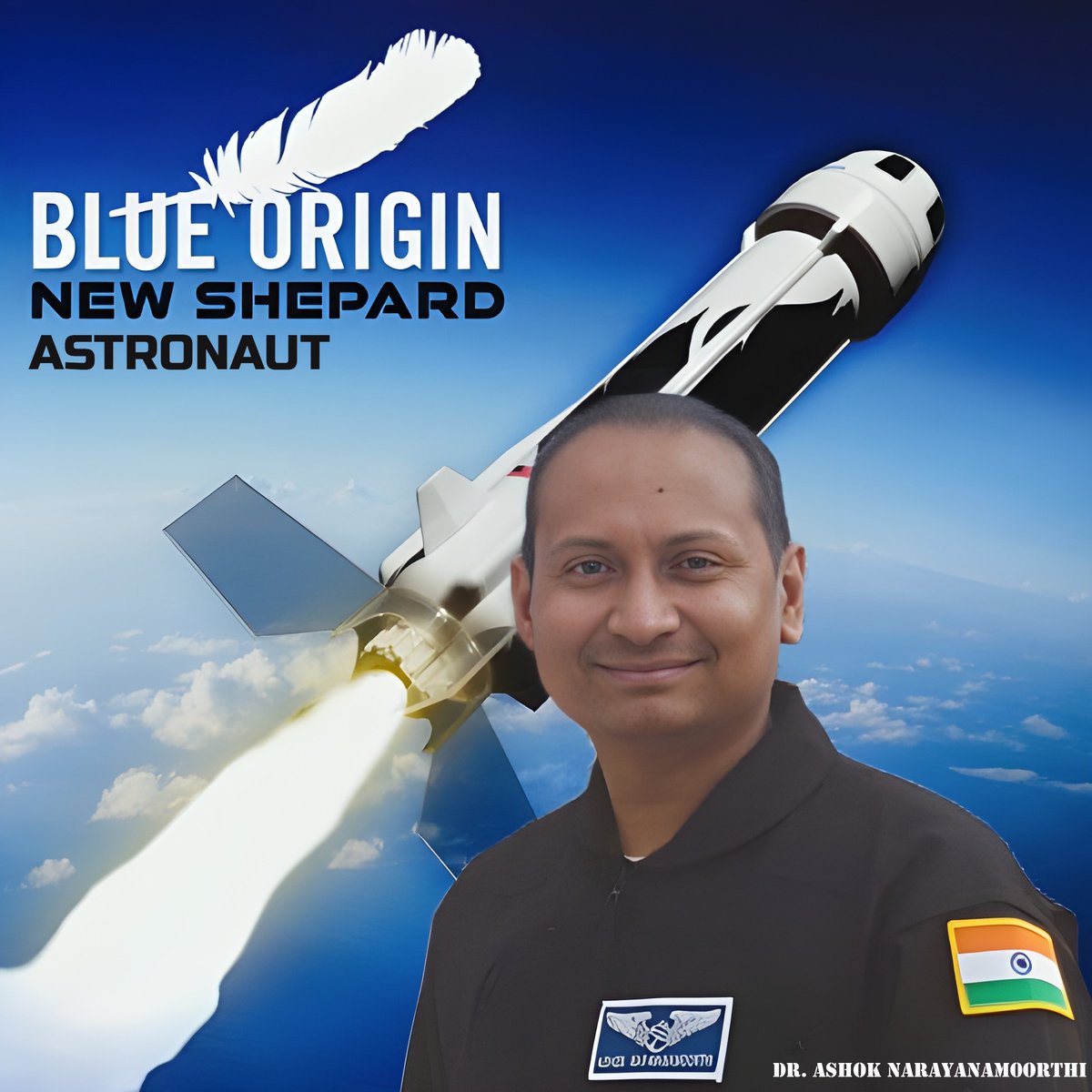 SpaceDocAshok's tweet photo. Manifested ##BlueOrigin Astronaut 👨‍🚀👨‍⚕️ - Flying to Space in #NewShepard Rocket 🚀 

Thank you, @blueorigin

Space - no longer final frontier

Dream big, and they do come true out of the BLUE (literally)

FIRST named Indian 🇮🇳 Physician-Astronaut (Commercial)

Updates to follow... https://t.co/1o0VdgmwdL