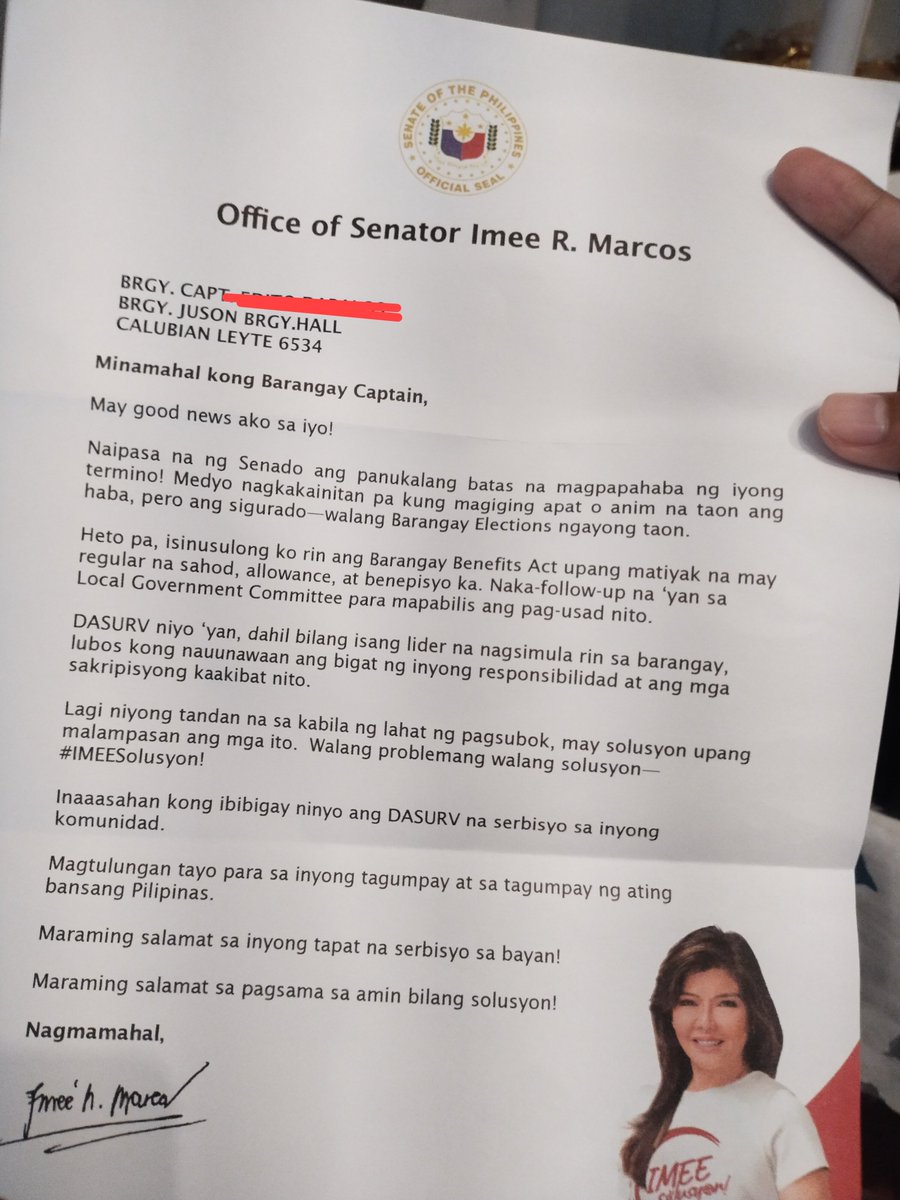 FACTmebaby's tweet photo. BREAKING: Imee Marcos as delulu and desperate attempt to make it this midterm elections. 

We received a letter today from the Presidential sister, and the letter's intent is not sure Demure and cutesy but to mislead us and make us a fool of her drowning boat/narrative.

@OmbudsmanPh @COMELEC ain't sure if this violates election laws but I know this is morally wrong in every angle????!!! 🫢🥵