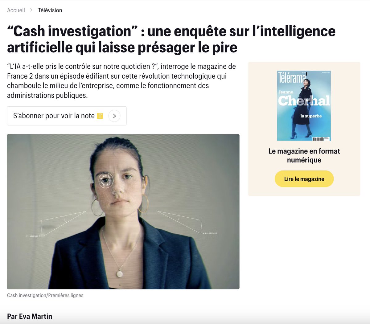 📝 « Tentaculaire, cet épisode de #CashInvestigation explore des secteurs multiples et peut donner un léger tournis. Il réussit toutefois à dévoiler, très concrètement, les conséquences d’une technologie qui paraît trop souvent abstraite. » Pour lire la critique de <a href="/Telerama/">Télérama</a>