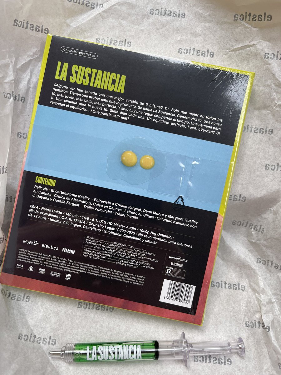 Después de la larga espera, por fin me llegó el edición de <a href="/ElasticaFilms/">elasticafilms</a> de La Sustancia, buen detalle en el embalaje #lasustancia #bluray #edicionespecial