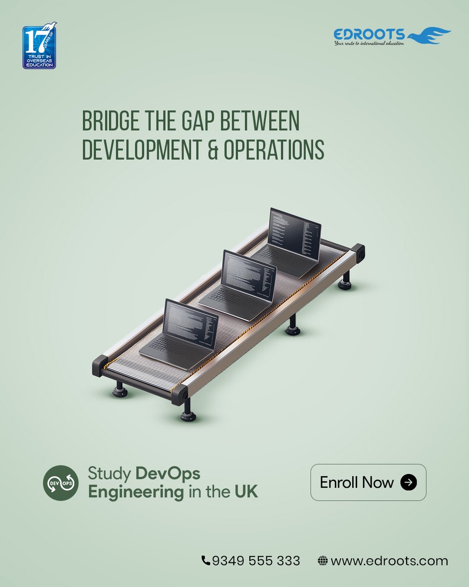 Fast-track your #DevOps career—Study in the UK!🇬🇧

The UK’s DevOps programs offer practical training and industry exposure, helping you secure high-demand roles in cloud computing and software automation.

💼Secure your admission today: 📞9349 555 333.

#StudyDevOps #StudyInTheUK