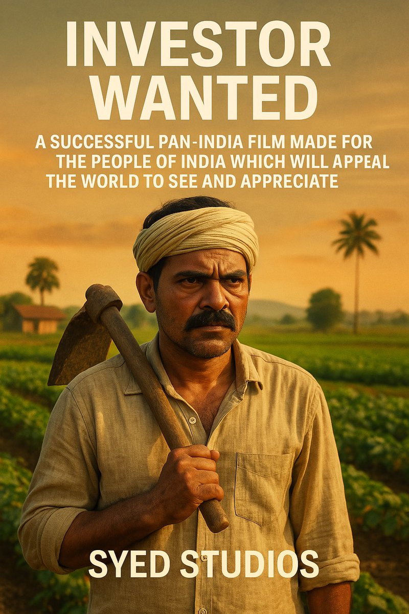 Syed1Anwar's tweet photo. INVESTOR WANTED
We’re building a powerful Pan-India film that speaks for millions — rooted in Indian soil, made for the world.

Shot in Hindi &amp; Telugu, dubbed in major South Indian languages. Backed by top talent &amp; technicians.
Let’s bring this story to life.
#FilmInvestment https://t.co/JQJAmcj47v