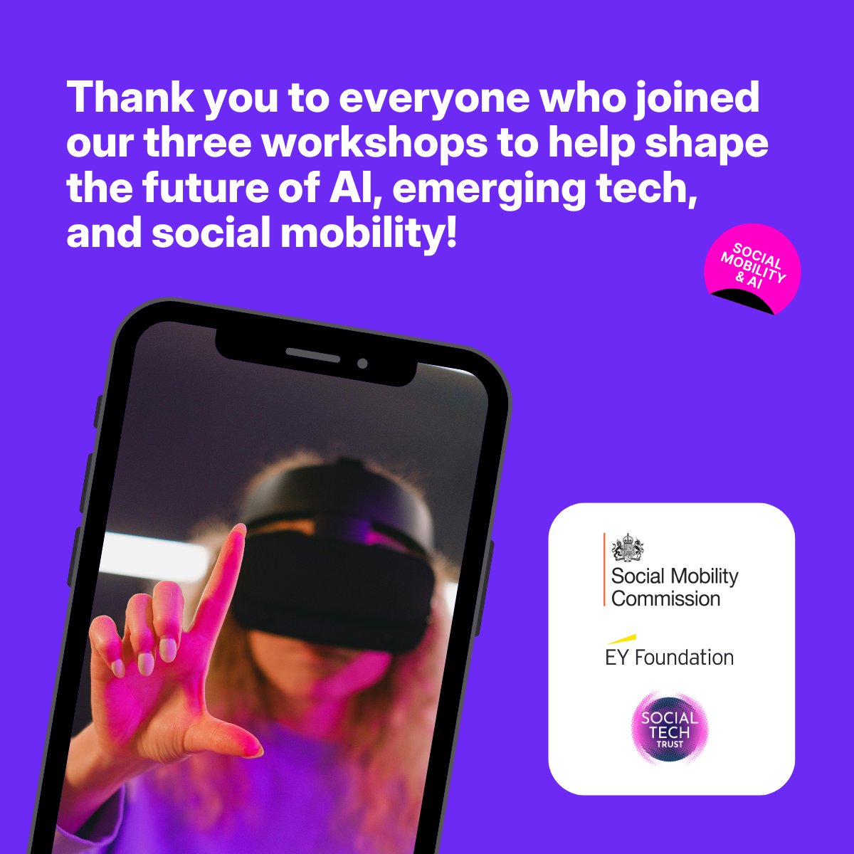 We’ve wrapped our 3rd #AI &amp; #SocialMobility workshop — full of bold, cross-sector insights! Next up: selecting a challenge question &amp; shaping an innovation model with #EYFoundation and <a href="/SMCommission/">Social Mobility Commission</a>. Stay tuned! 🚀 #TechForGood #AIforOpportunity