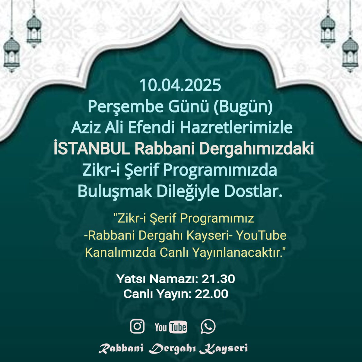 RabbaniDergahi's tweet photo. #İstanbul #Zikir #Perşembe https://t.co/zIAGuwtMgQ