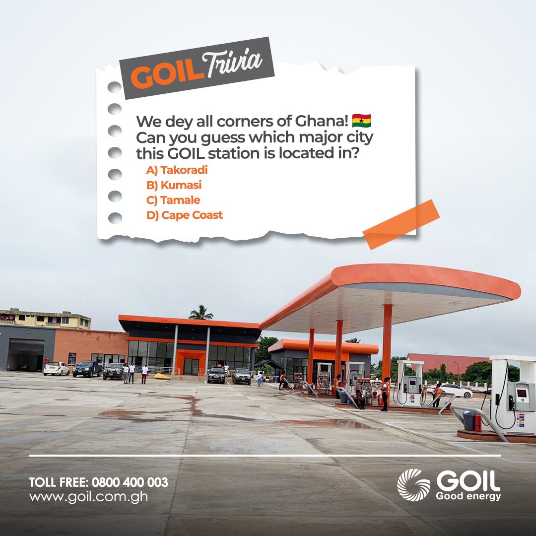 GOIL_Official's tweet photo. Can you guess which major city this service station is located in? π€
Drop your answers in the comments section below.ππΎ
#GOILTrivia
#AprilGoodness
#GOIL
#Goodenergy https://t.co/CQOhoAXbqh