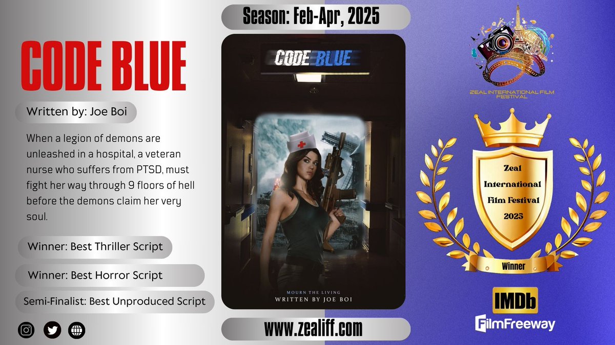 zealfestival's tweet photo. 🤗We congratulate Joe Boi and the entire team on their remarkable achievement.
✨🏆
#CodeBlue #RaveenasRevenge #ZIFF #Winner #thrillerscript #horrorScript #unproducedscript https://t.co/OvFAW2PQK2